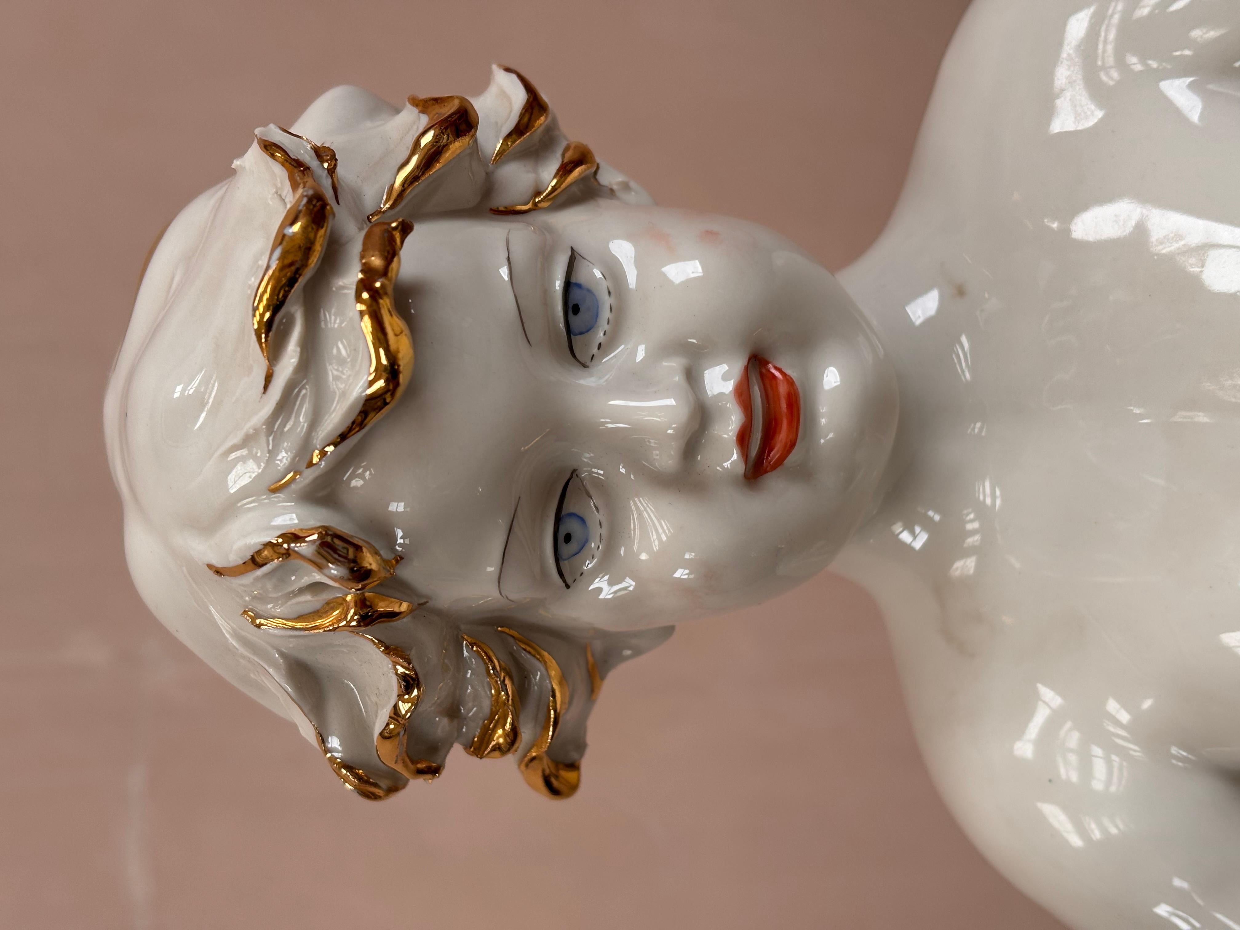 Italian Capodimonte cherub indoor water fountain