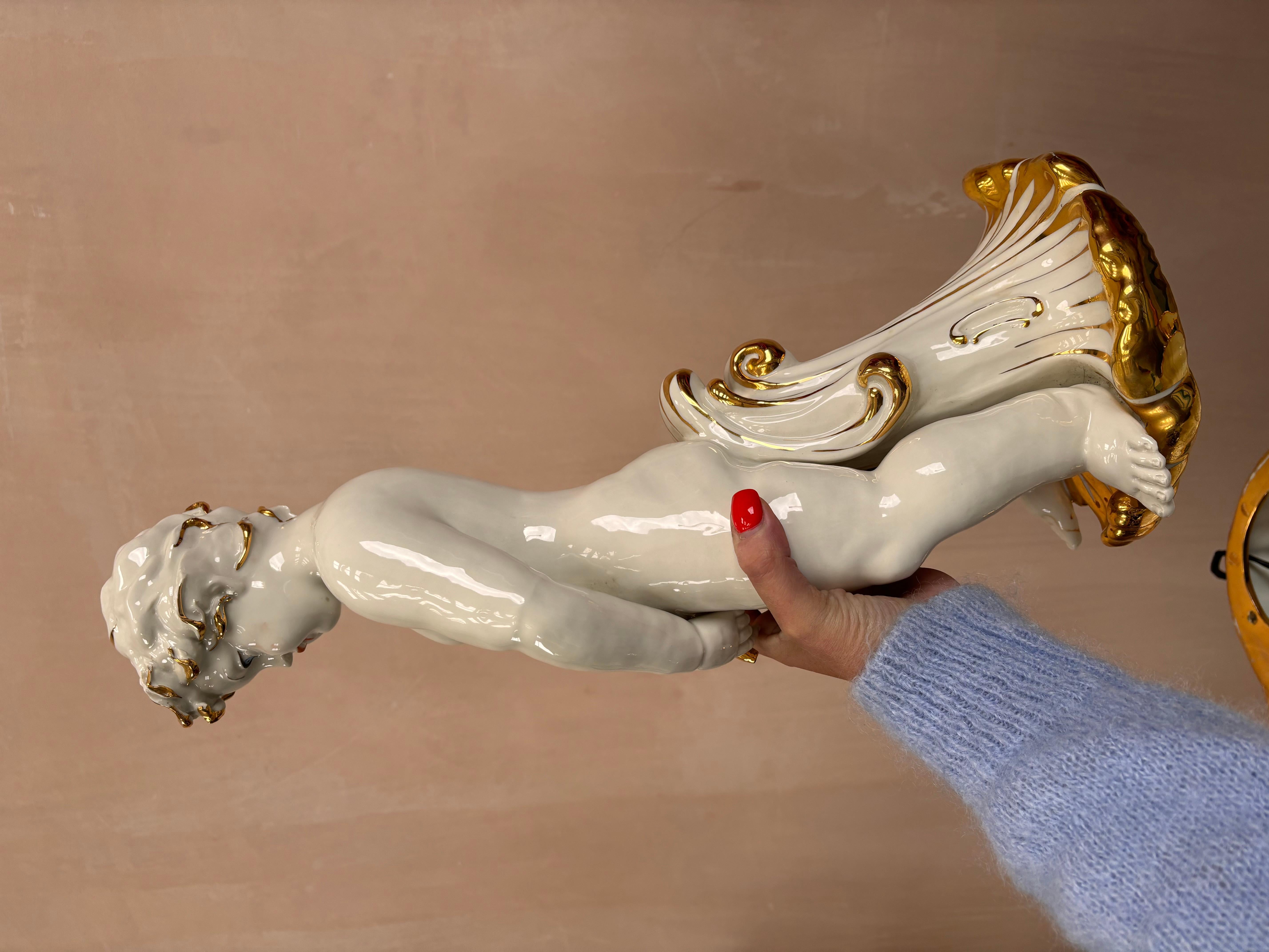 19th Century Capodimonte cherub indoor water fountain