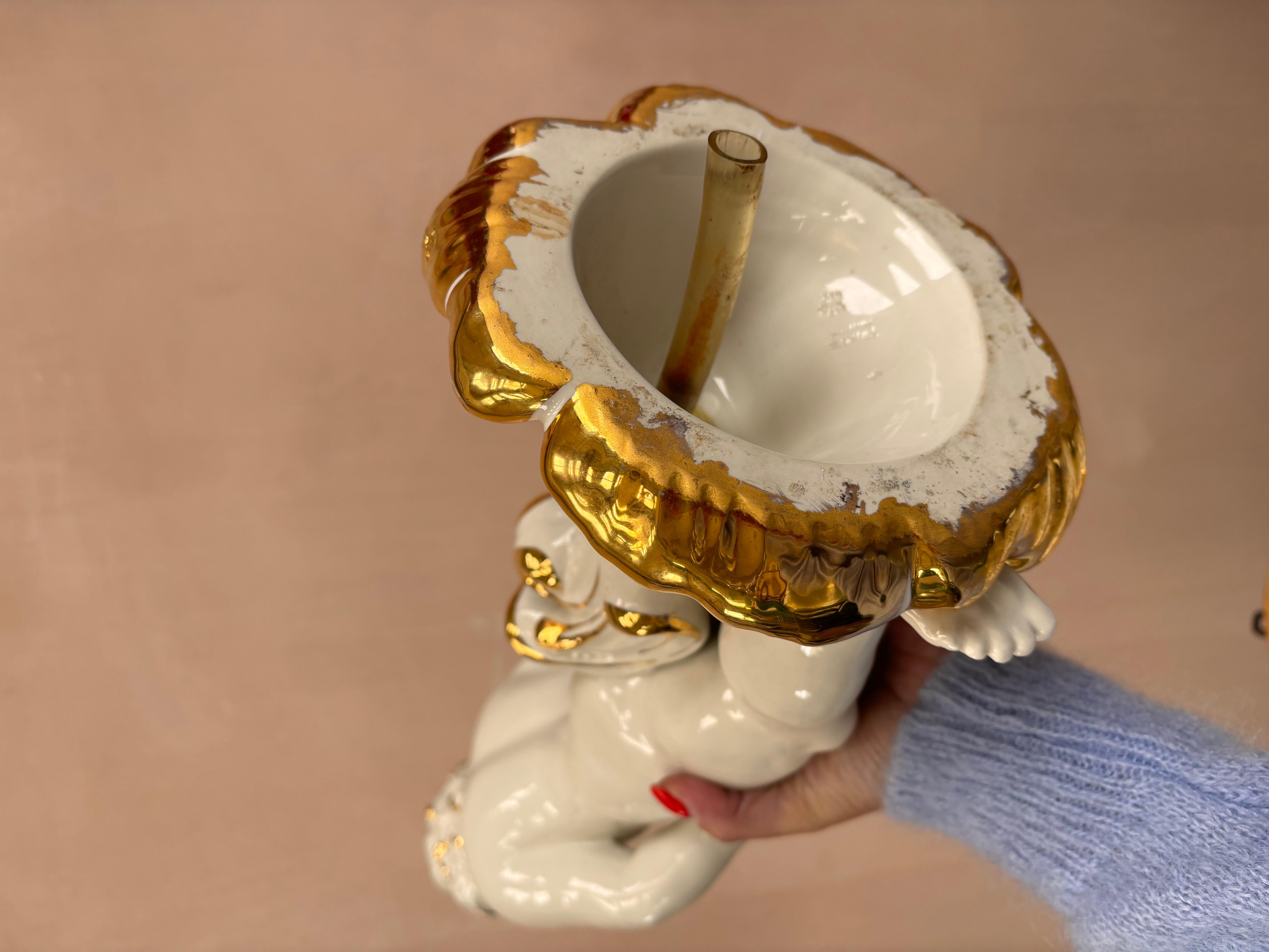 Porcelain Capodimonte cherub indoor water fountain