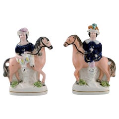 Capodimonte, England, Two Antique Hand-Painted Porcelain Figurines, 19th C.