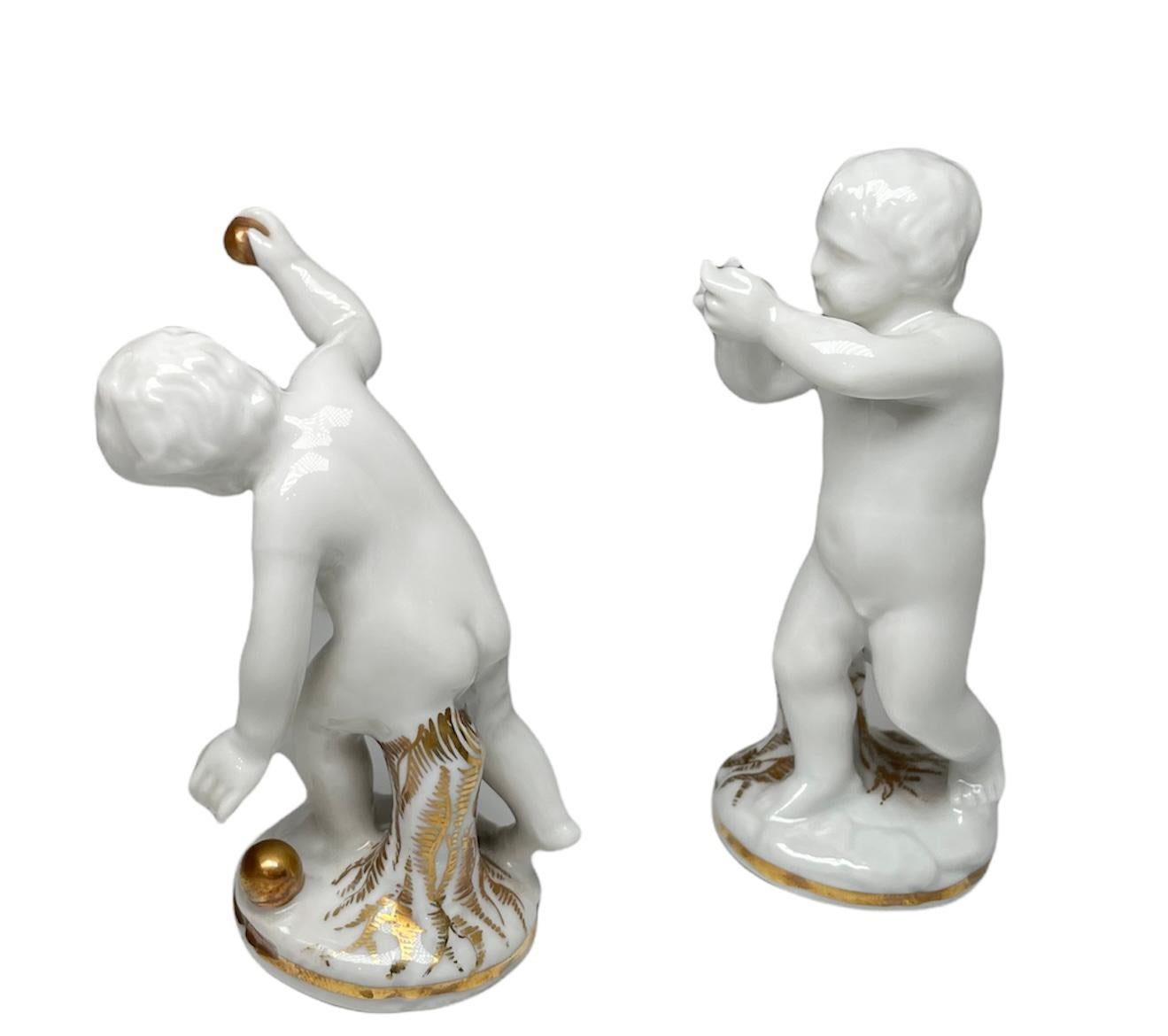 Italian Capodimonte Glazed White Parian Porcelain Cherubs For Sale