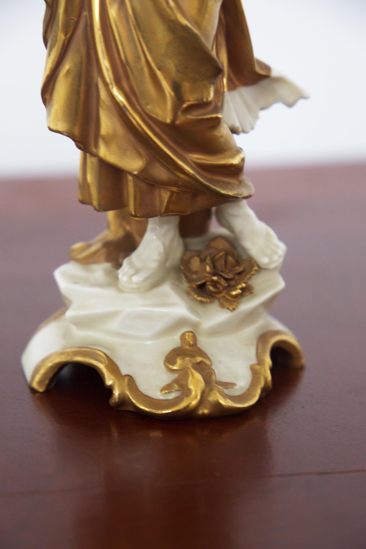 Mid-Century Modern Capodimonte Gold Ceramic Statuette 'Aquarius’