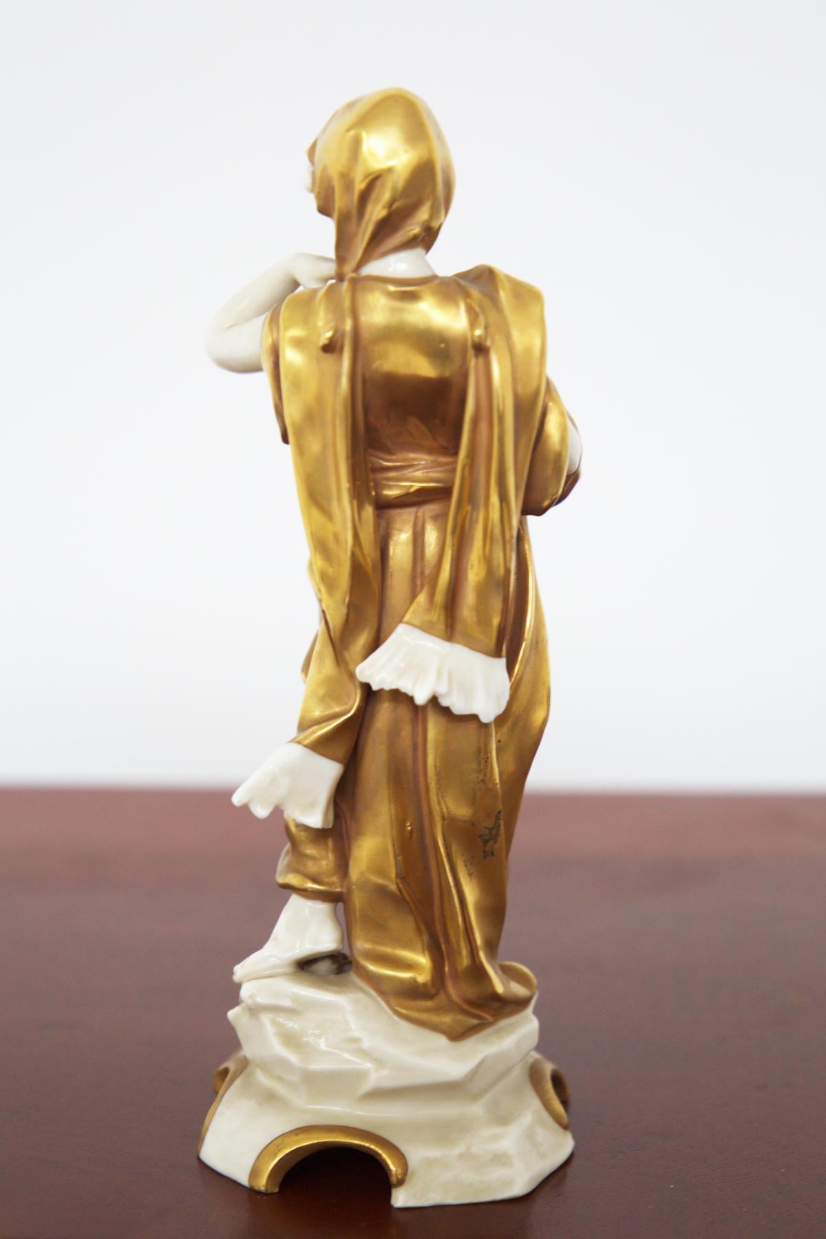 Italian Capodimonte Gold Ceramic Statuette 'Aquarius’