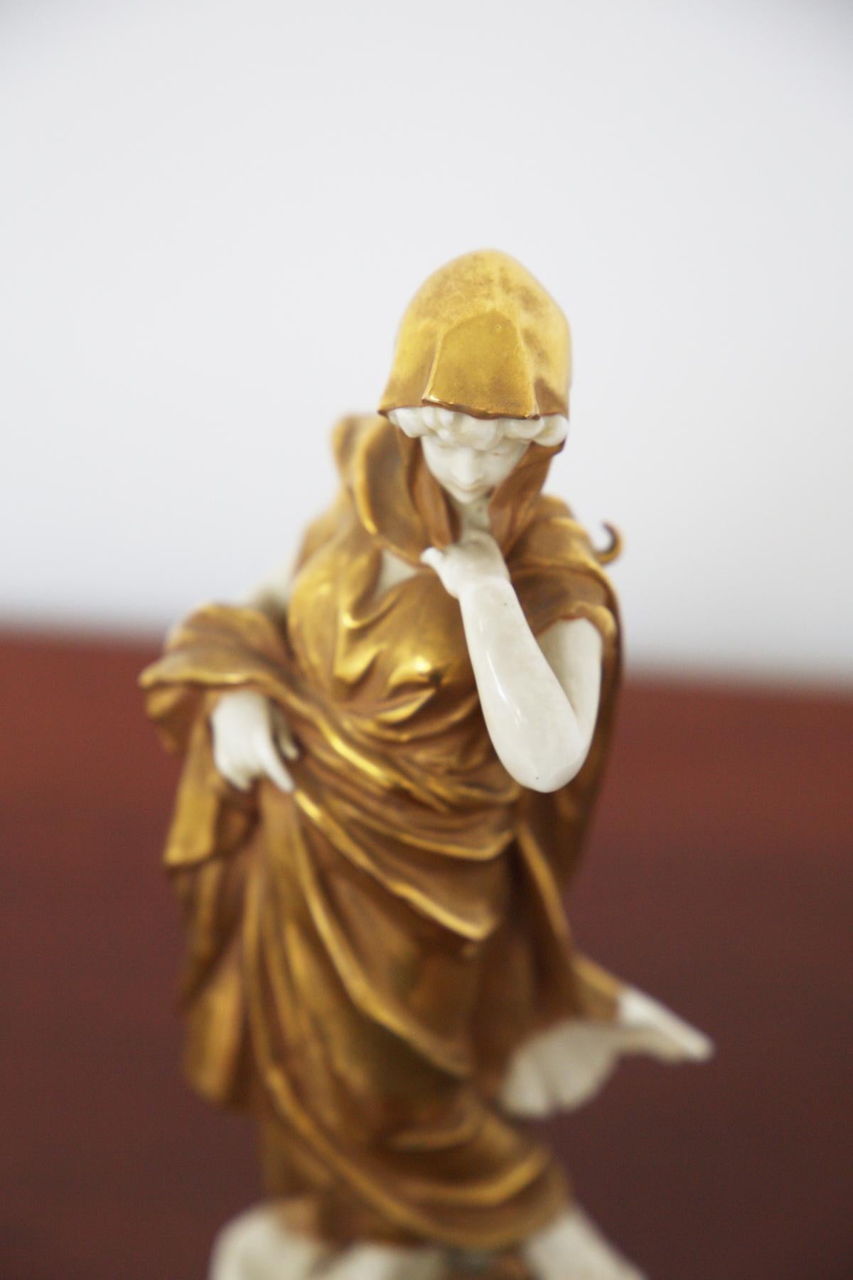 19th Century Capodimonte Gold Ceramic Statuette 'Aquarius’