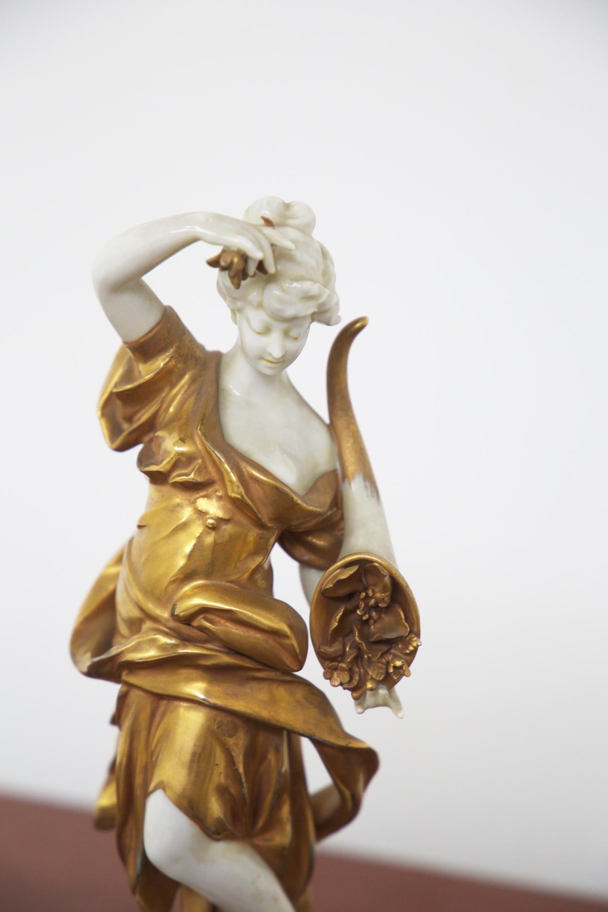 Italian Capodimonte Gold Ceramic Statuette 'Cancer’