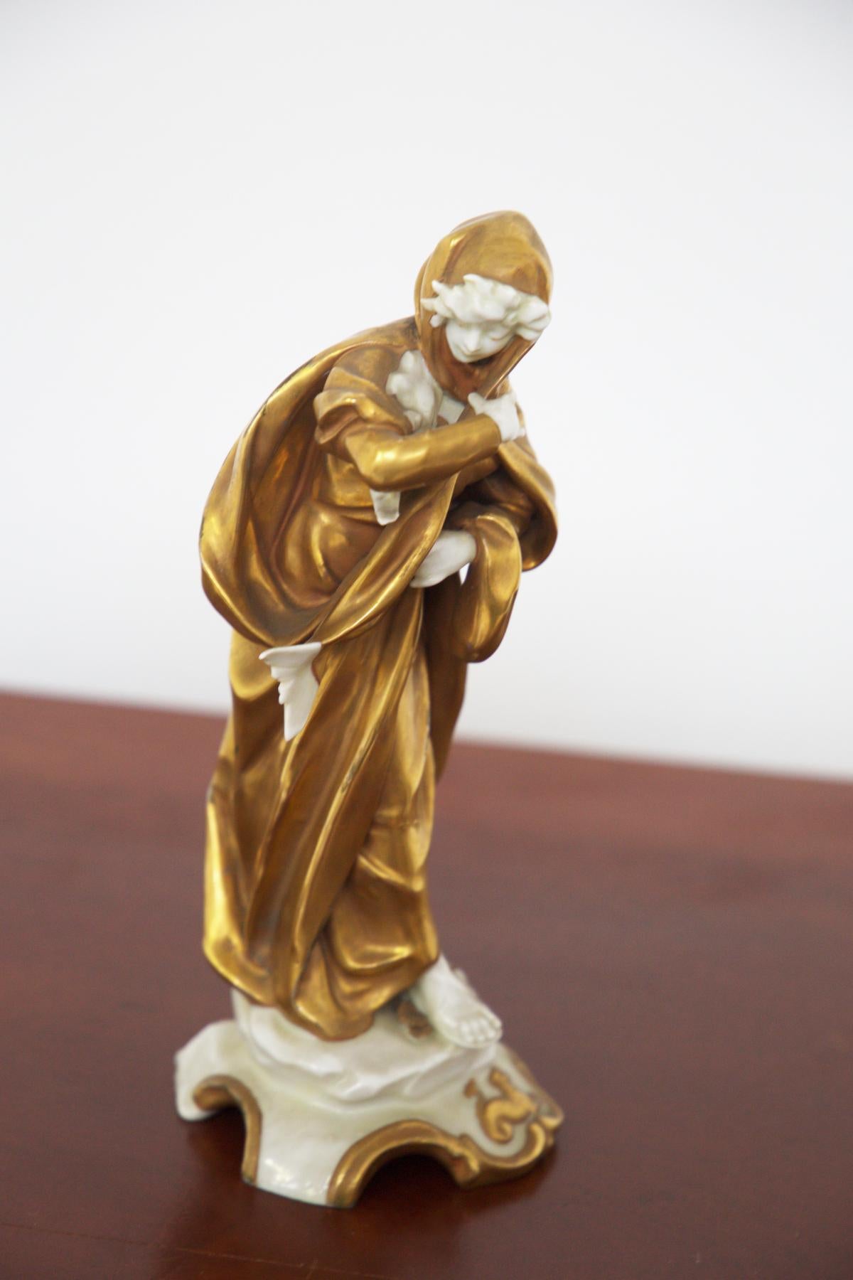Italian Capodimonte Gold Ceramic Statuette 'Capricorn’
