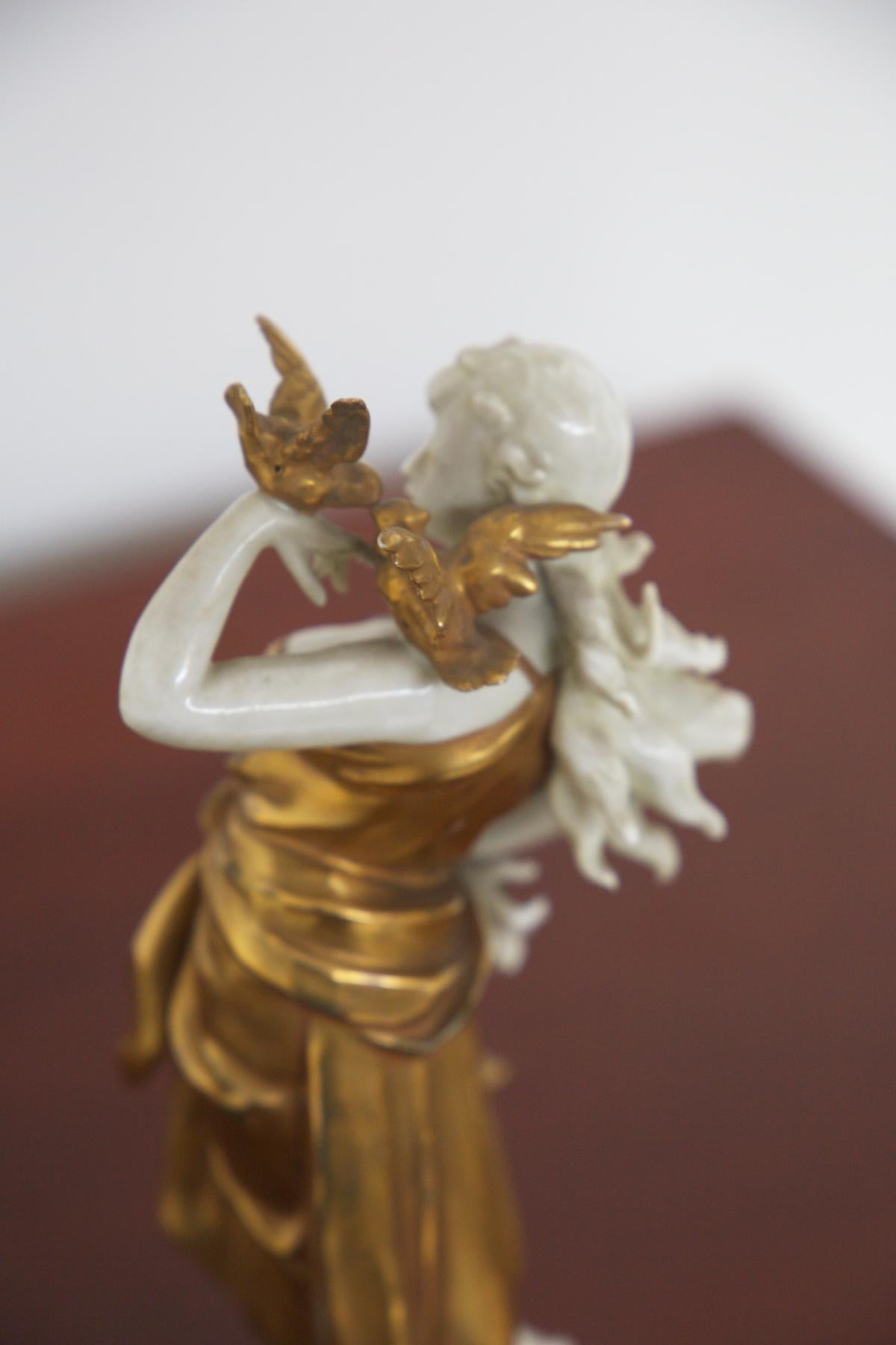 Italian Capodimonte Gold Ceramic Statuette 'Gemini’
