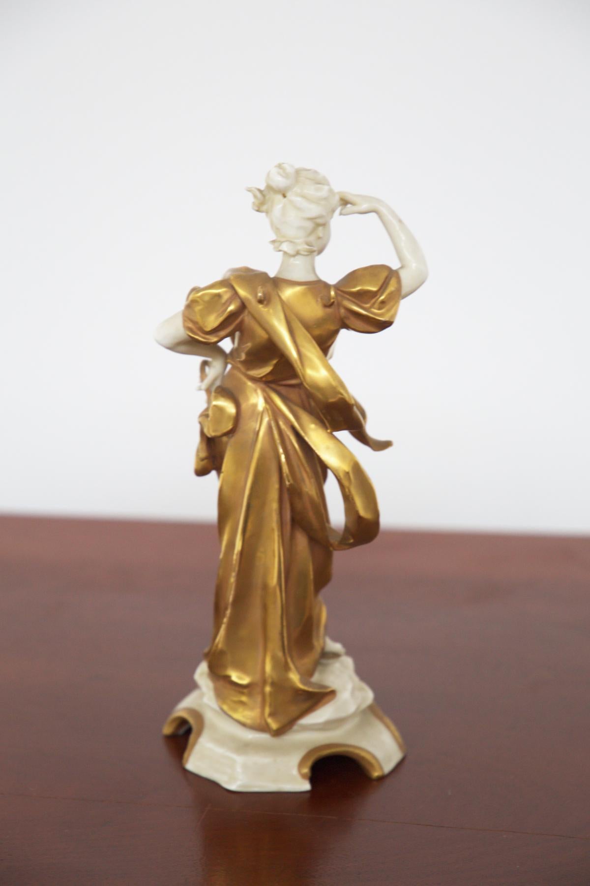 Mid-Century Modern Capodimonte Gold Ceramic Statuette 'Leo’