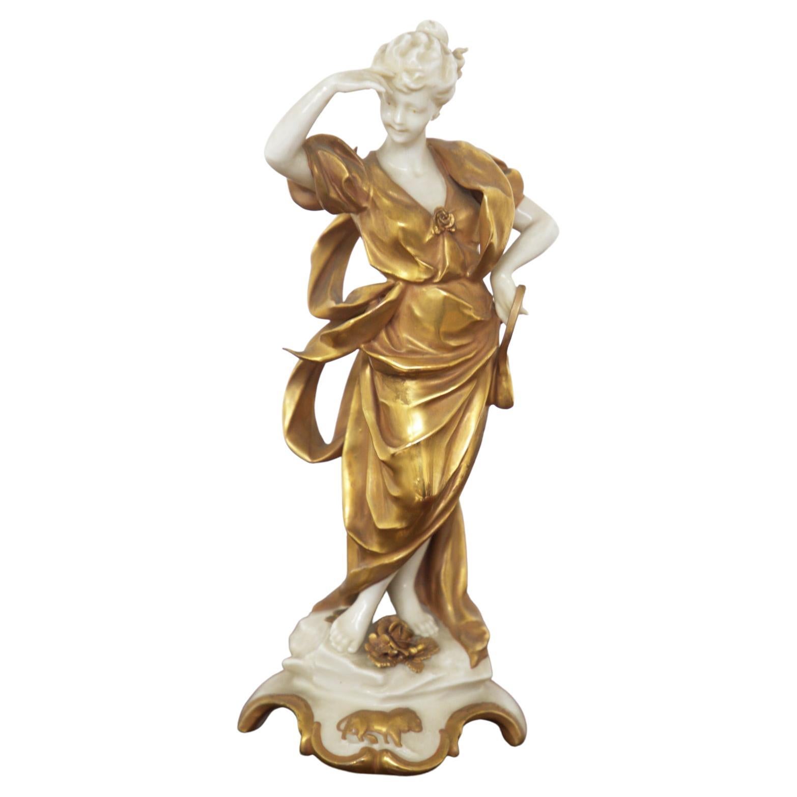 Capodimonte Gold Ceramic Statuette 'Leo’