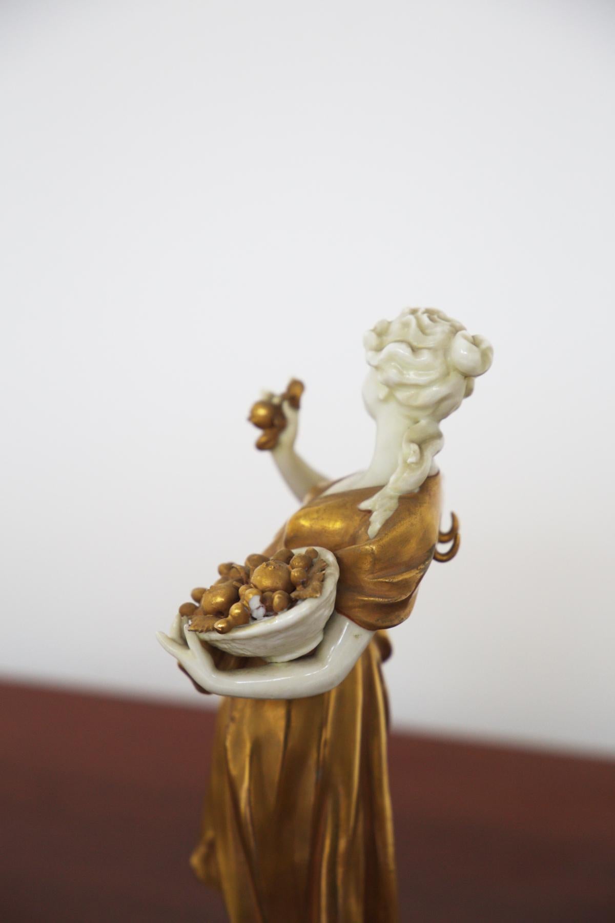 Mid-Century Modern Capodimonte Gold Ceramic Statuette 'Libra’
