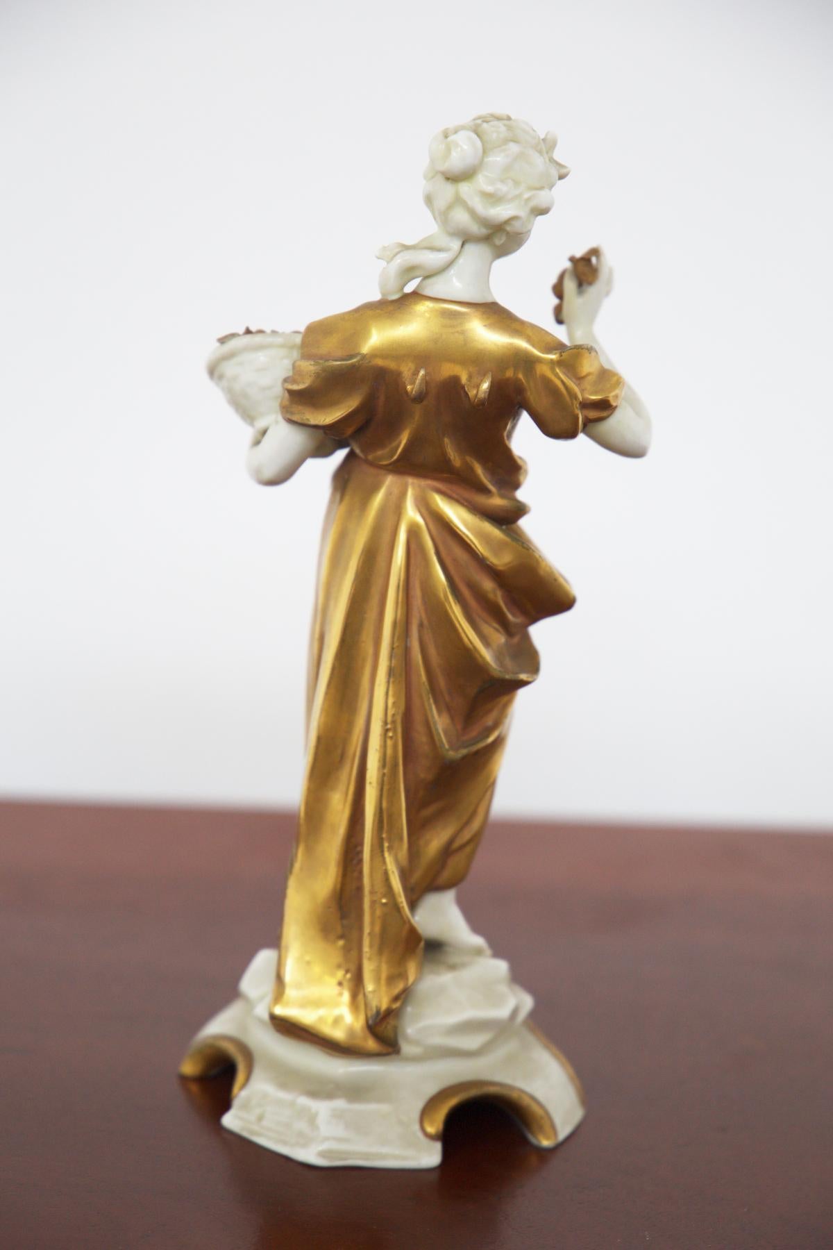 Italian Capodimonte Gold Ceramic Statuette 'Libra’