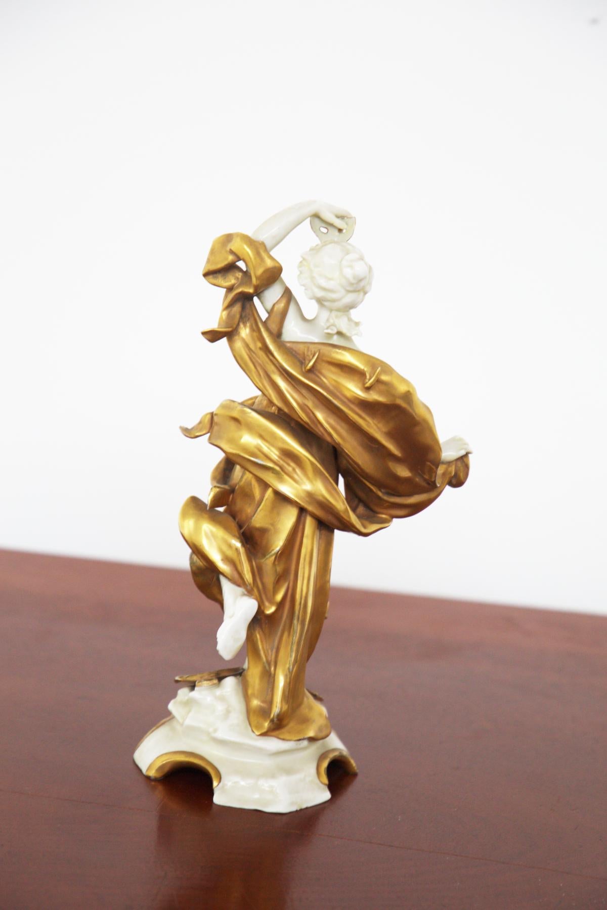 Mid-Century Modern Capodimonte Gold Ceramic Statuette 'Pisces’