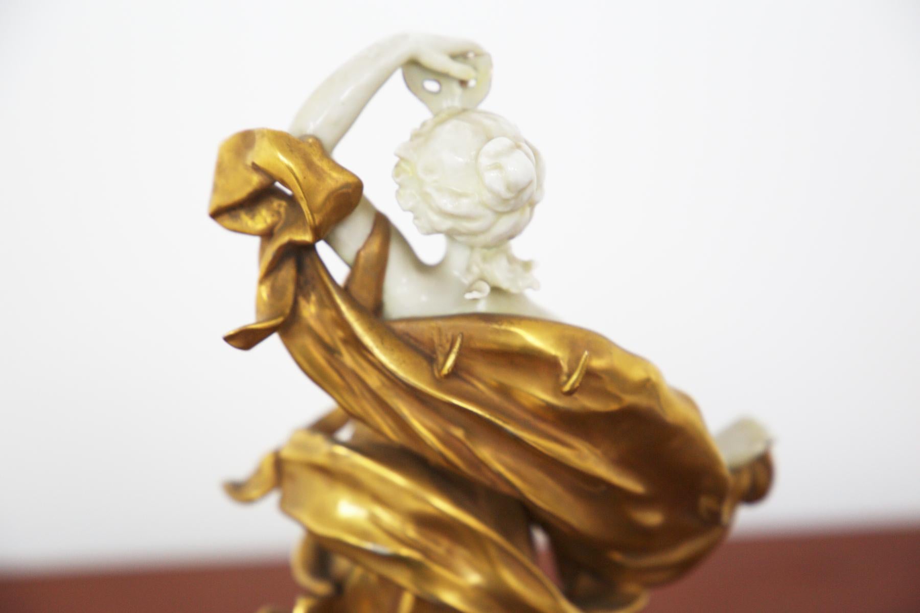 Italian Capodimonte Gold Ceramic Statuette 'Pisces’