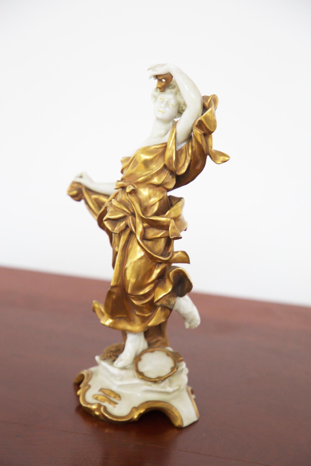 19th Century Capodimonte Gold Ceramic Statuette 'Pisces’