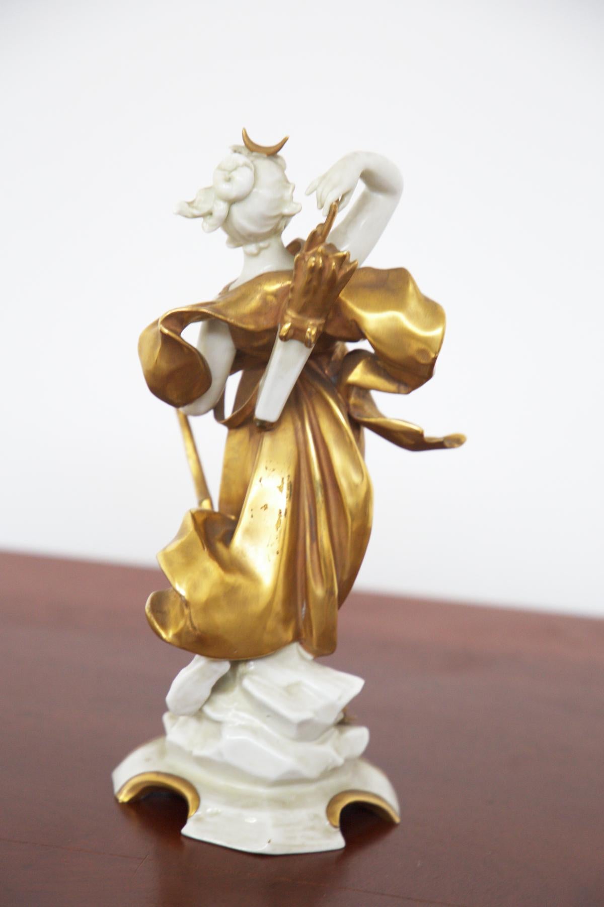Mid-Century Modern Capodimonte Gold Ceramic Statuette 'Sagittarius’