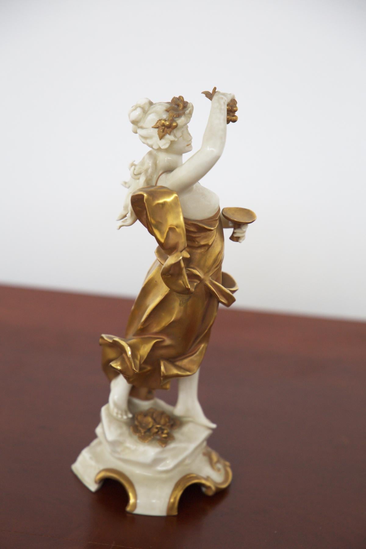 Mid-Century Modern Capodimonte Gold Ceramic Statuette 'Scorpio’