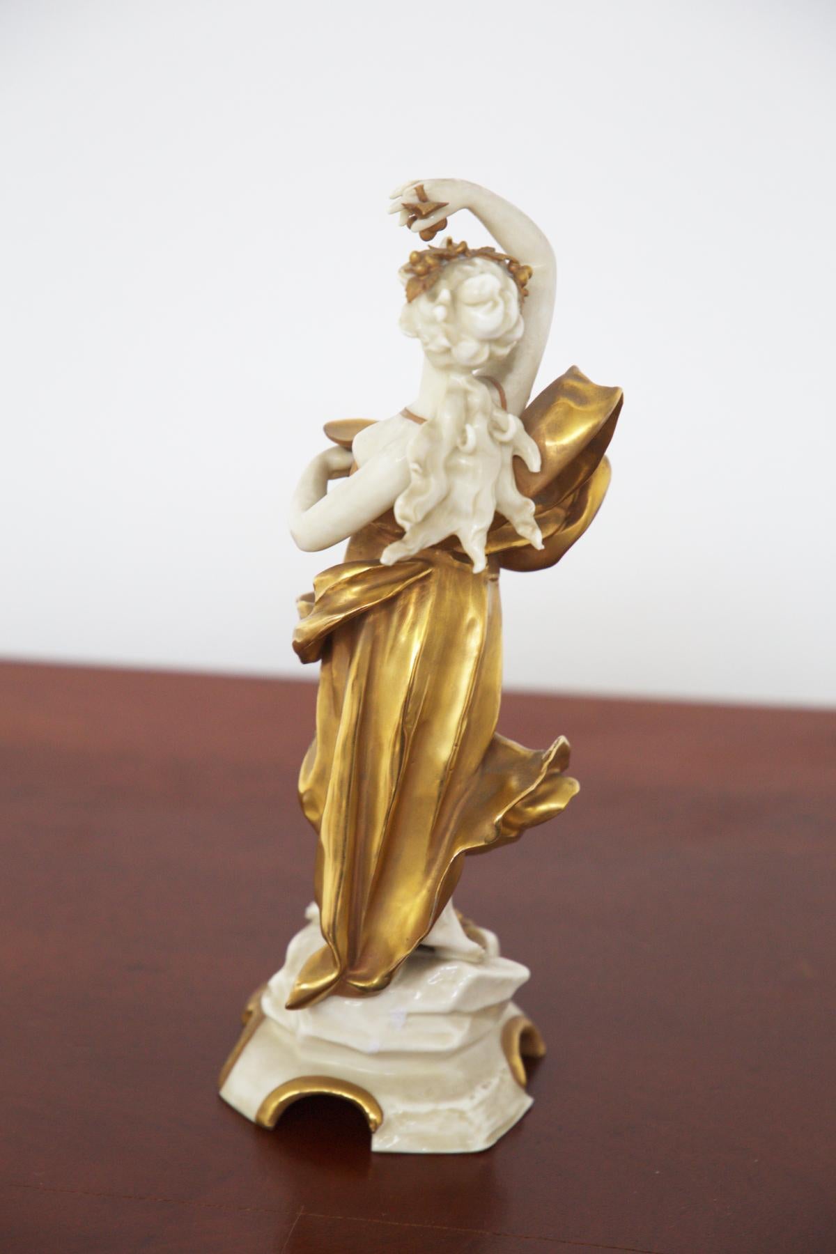 Italian Capodimonte Gold Ceramic Statuette 'Scorpio’