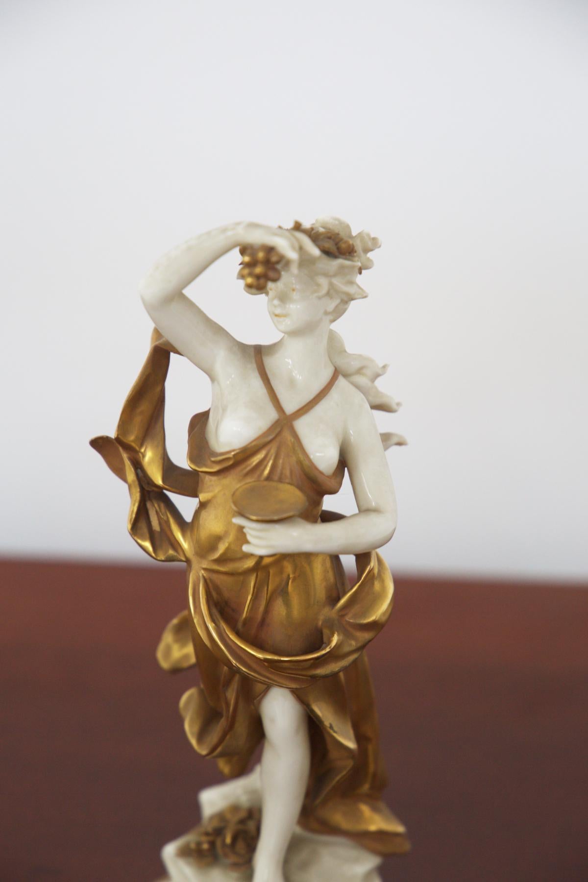 19th Century Capodimonte Gold Ceramic Statuette 'Scorpio’