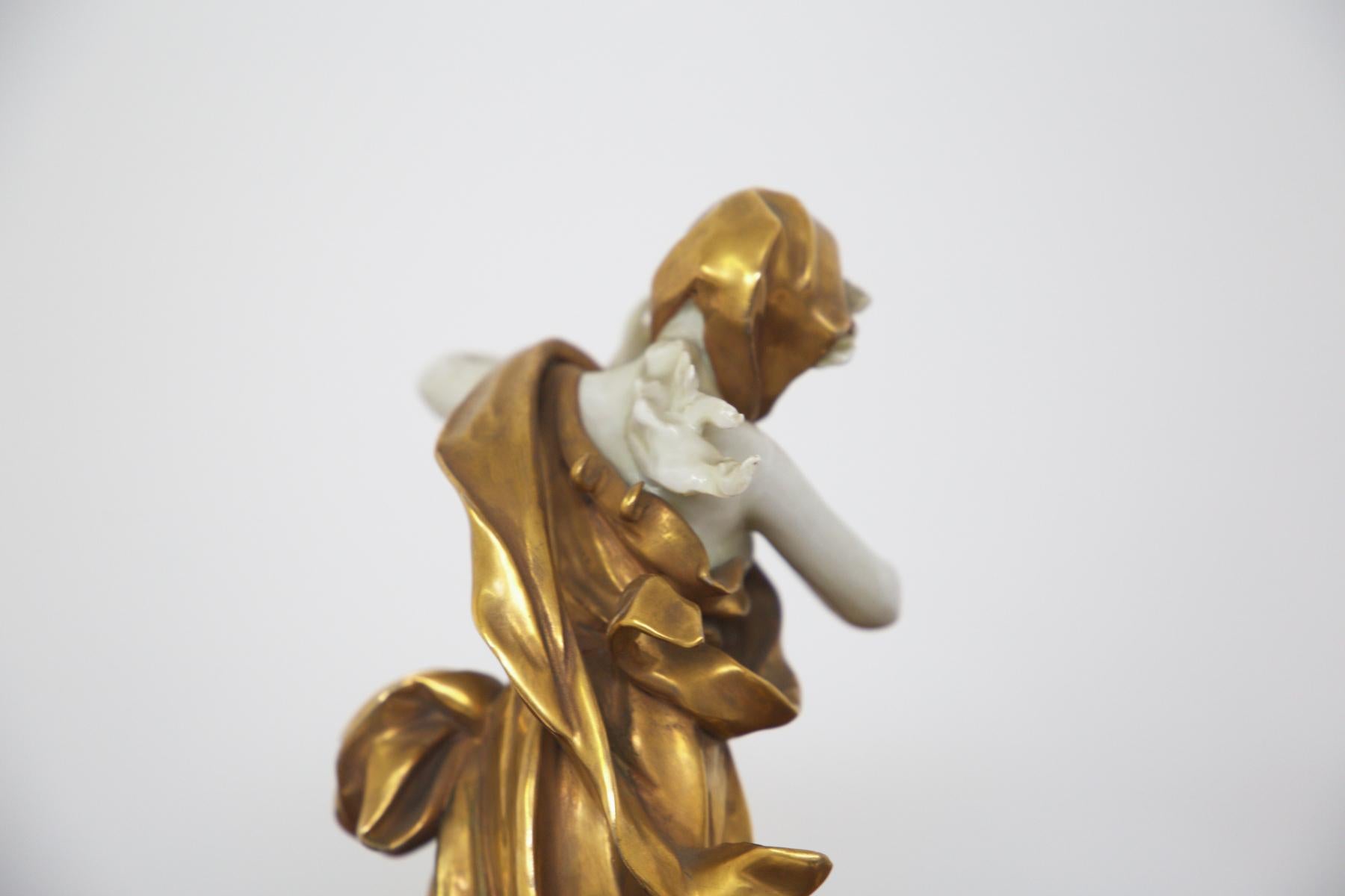Mid-Century Modern Capodimonte Gold Ceramic Statuette 'Taurus’