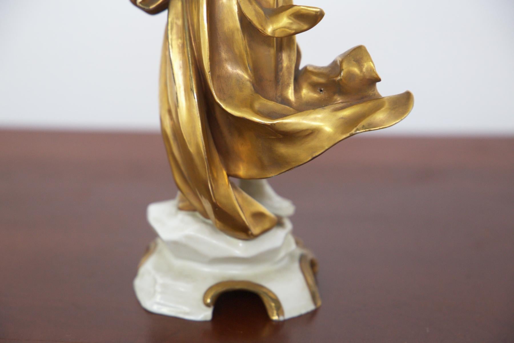 Italian Capodimonte Gold Ceramic Statuette 'Taurus’