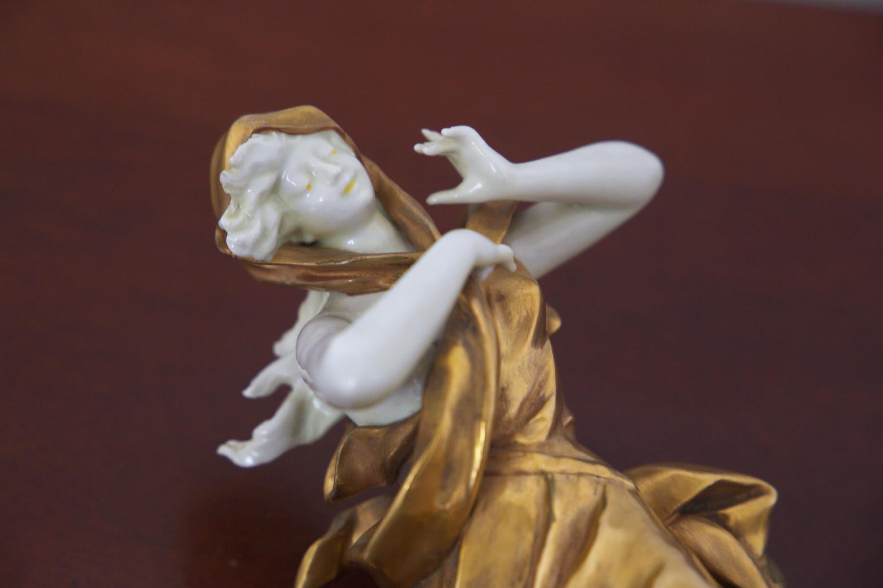19th Century Capodimonte Gold Ceramic Statuette 'Taurus’