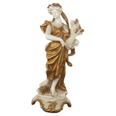Antique Capodimonte Gold Ceramic Statuette 'Virgo’