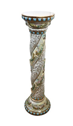 Capodimonte Italian Neoclassical Porcelain Cherub Pillar Column Pedestal 39"