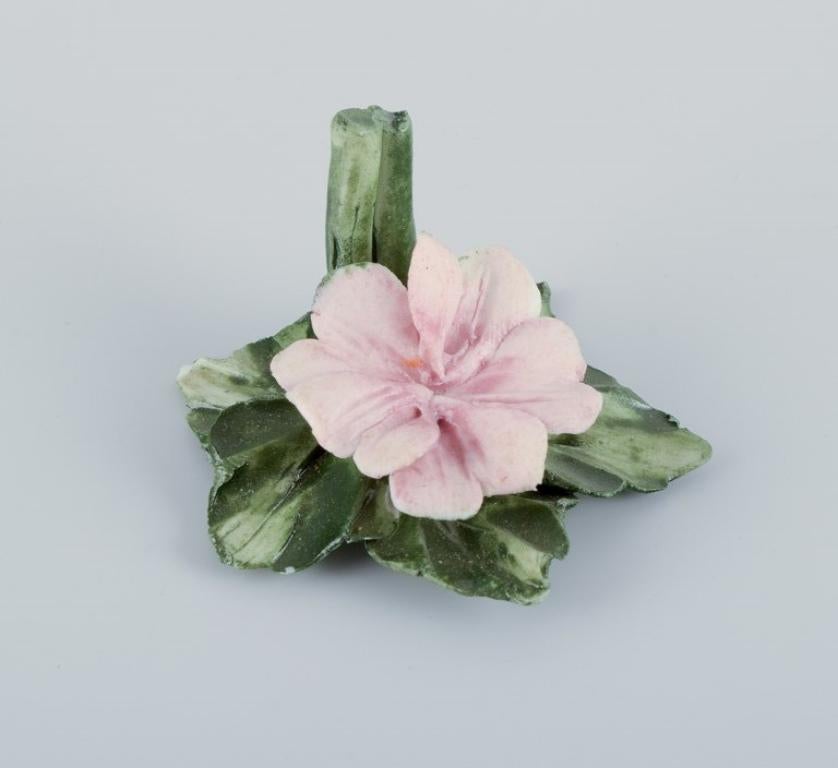 Italian Capodimonte, Italy.  Six porcelain table card holders shaped like water lilies For Sale