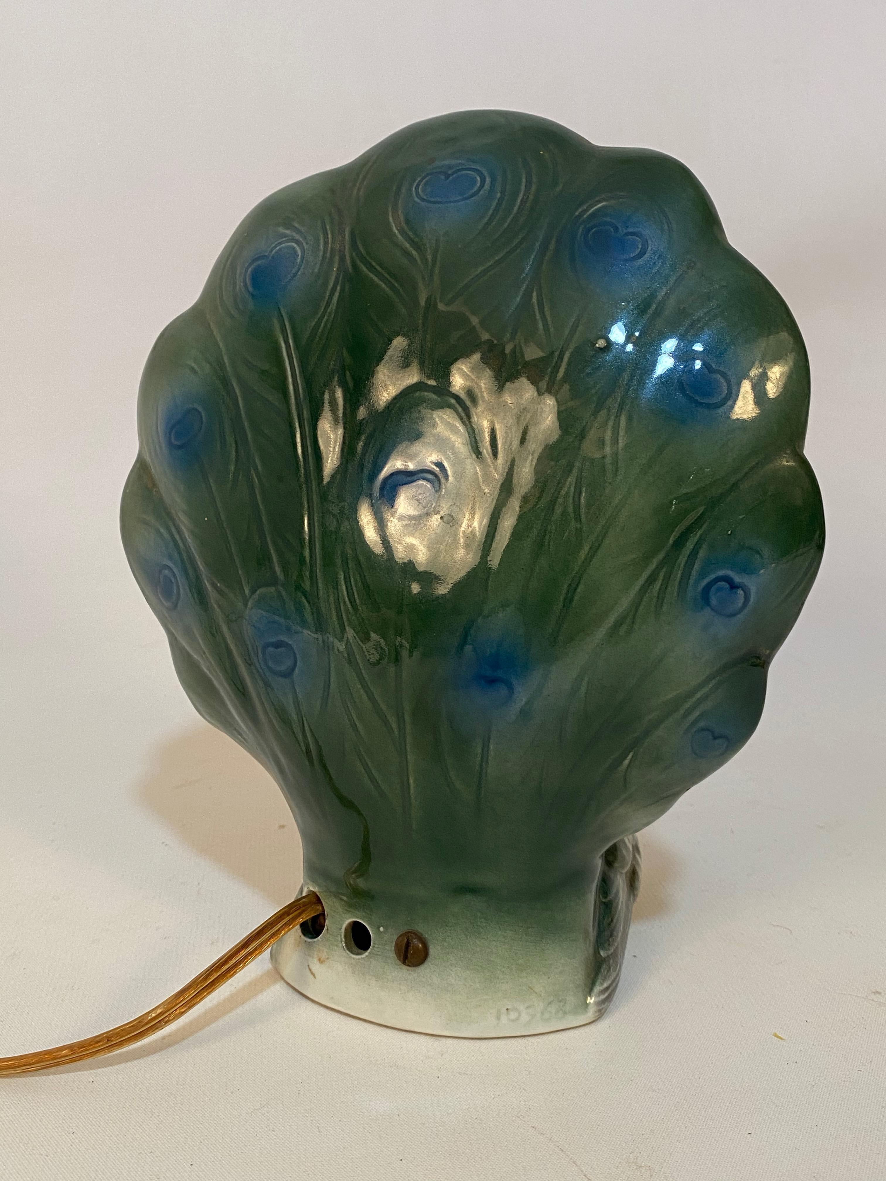 Italian Capodimonte Jeweled Porcelain Peacock Lamp