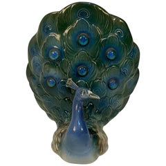 Capodimonte Jeweled Porcelain Peacock Lamp