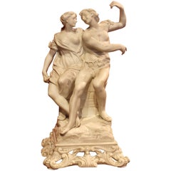 Capodimonte late 19th Century White Porcelain Group of Male and Female Figurines