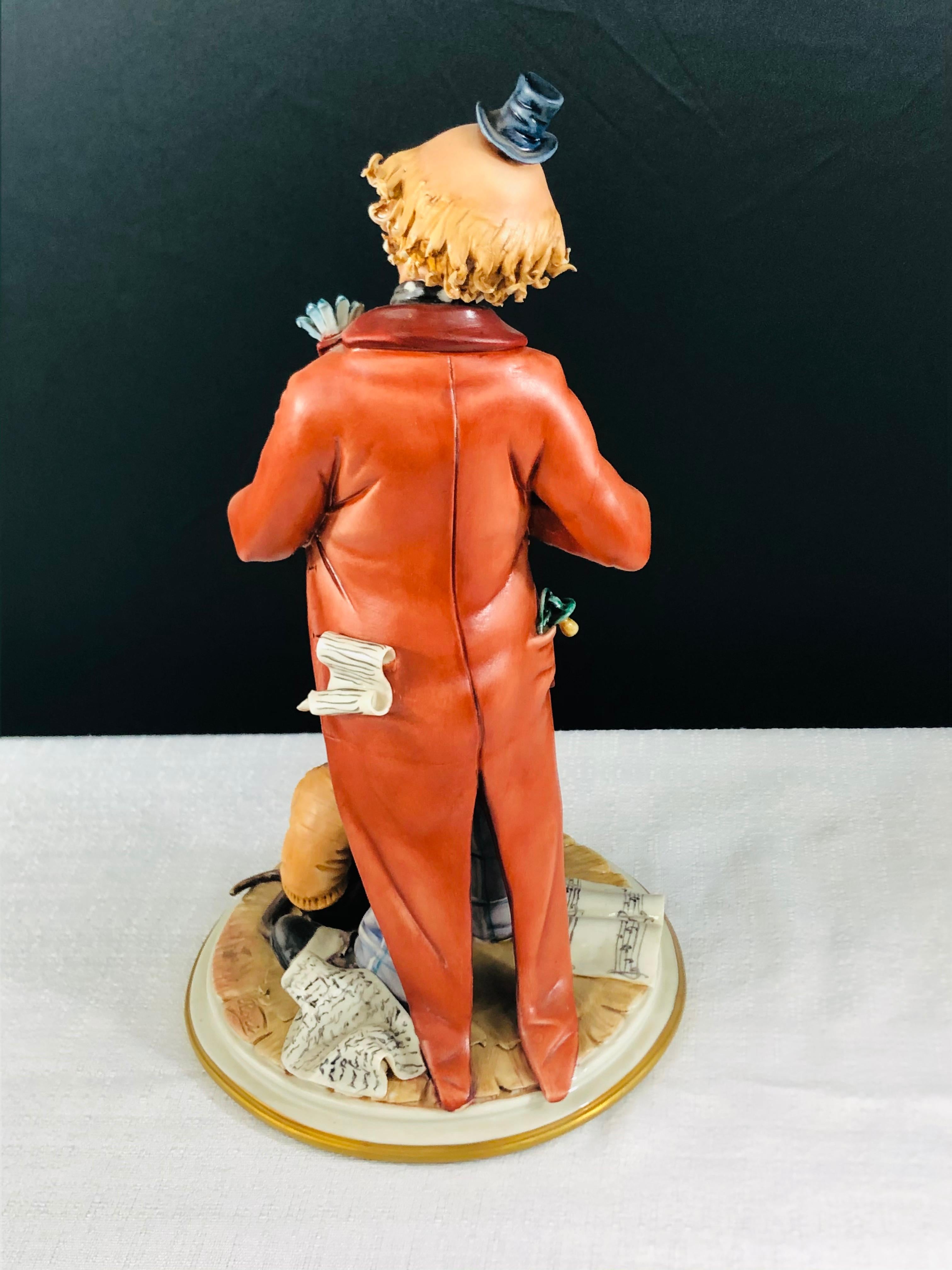 Folk Art Capodimonte Medea by Rori Porcelain Clown and Monkey statuette or Sculpture