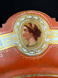 Capodimonte Neoclassical Porcelain Compote with Hand-Painted Portrait Medallions