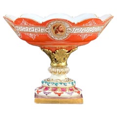 Capodimonte Neoclassical Porcelain Compote with Hand-Painted Portrait Medallions