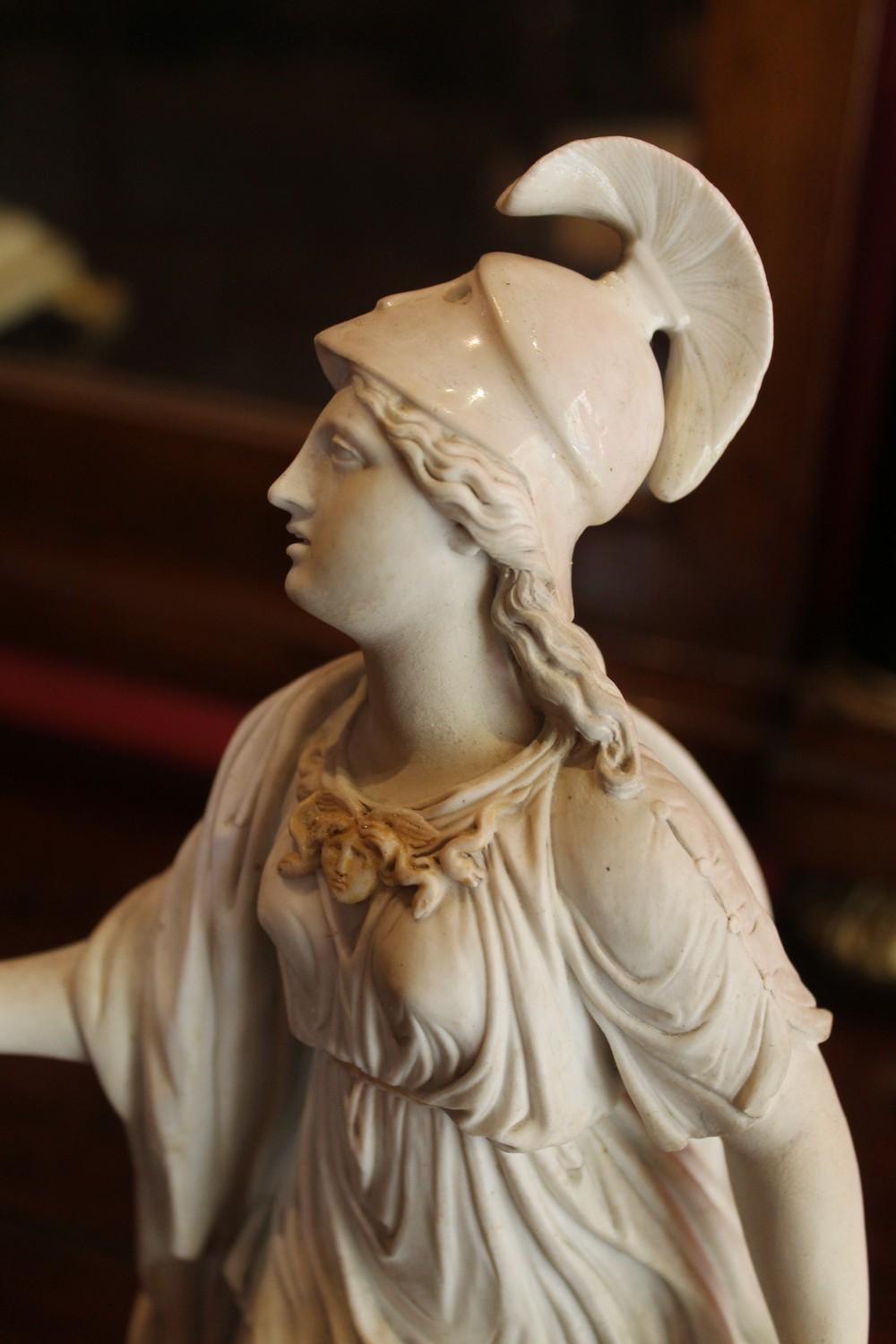 Capodimonte Neoclassical White Porcelain Biscuit Statue of Goddess Athena 4