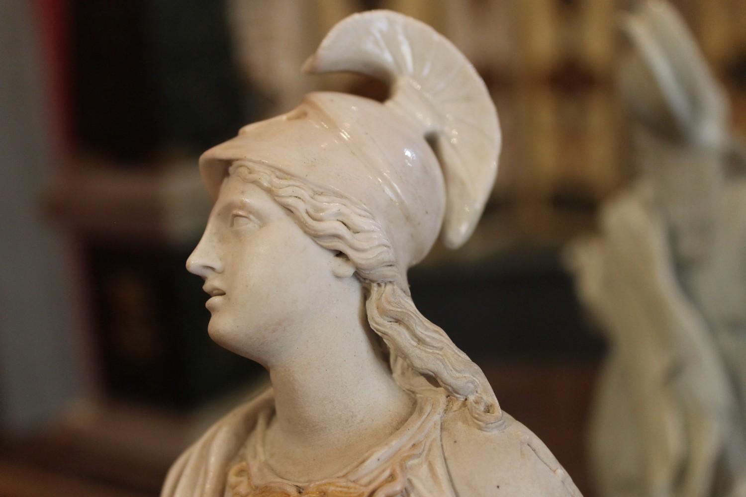 Capodimonte Neoclassical White Porcelain Biscuit Statue of Goddess Athena 8