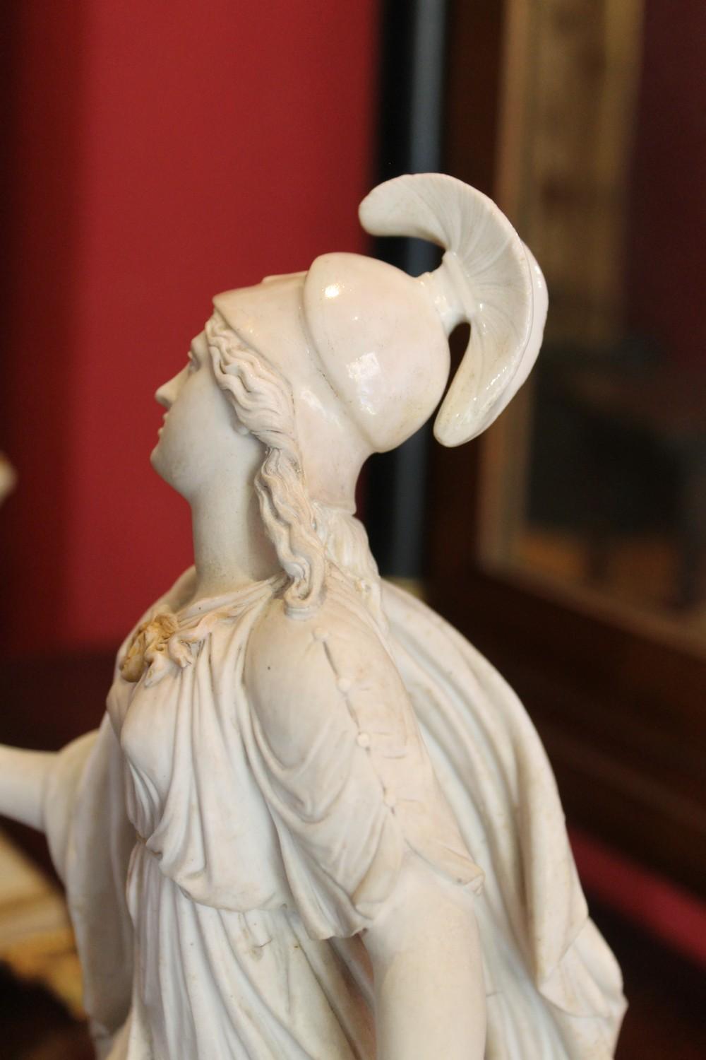 Capodimonte Neoclassical White Porcelain Biscuit Statue of Goddess Athena 13