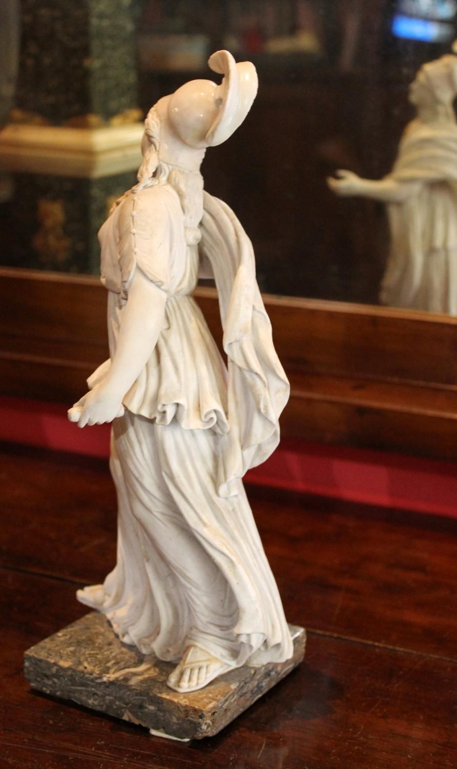 18th Century and Earlier Capodimonte Neoclassical White Porcelain Biscuit Statue of Goddess Athena