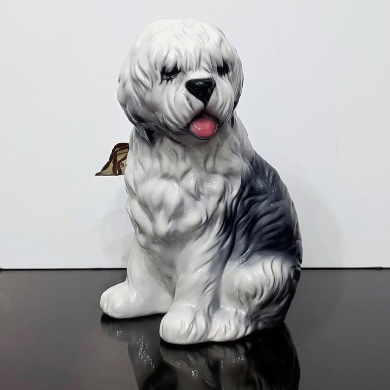 Capodimonte Old English Sheepdog HandPainted Porcelain Figurine For