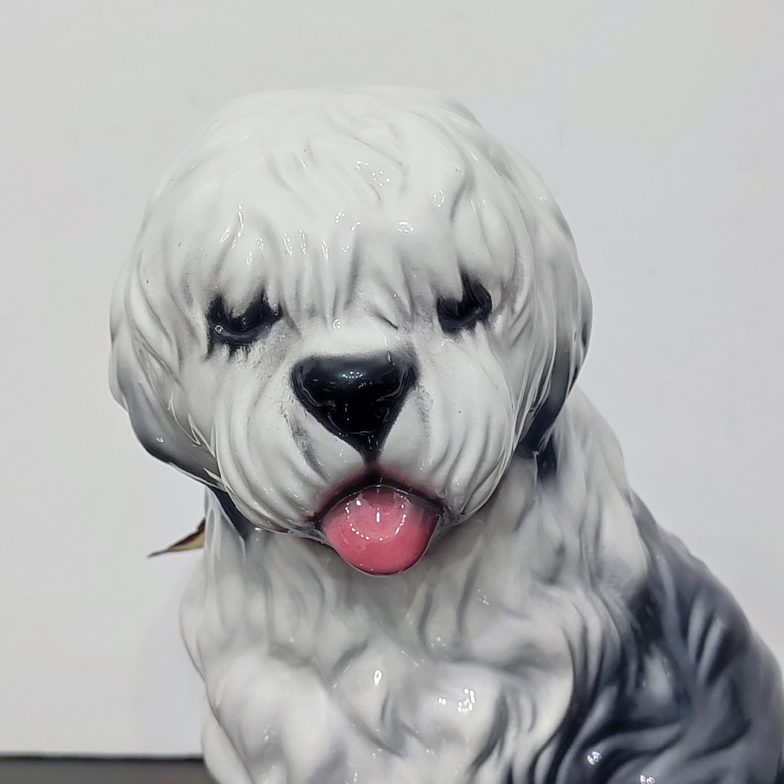 Capodimonte Old English Sheepdog Hand-Painted Porcelain Figurine For Sale 3