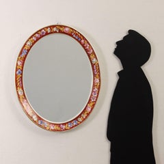 Capodimonte Oval Painted Ceramic Mirror, Italy Mid 20th Century