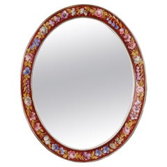 Capodimonte Oval Painted Ceramic Mirror, Italy Mid 20th Century