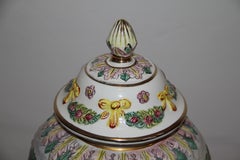 Capodimonte Porcelain Baluster Vase, Cover and Stand, Early 20th Century