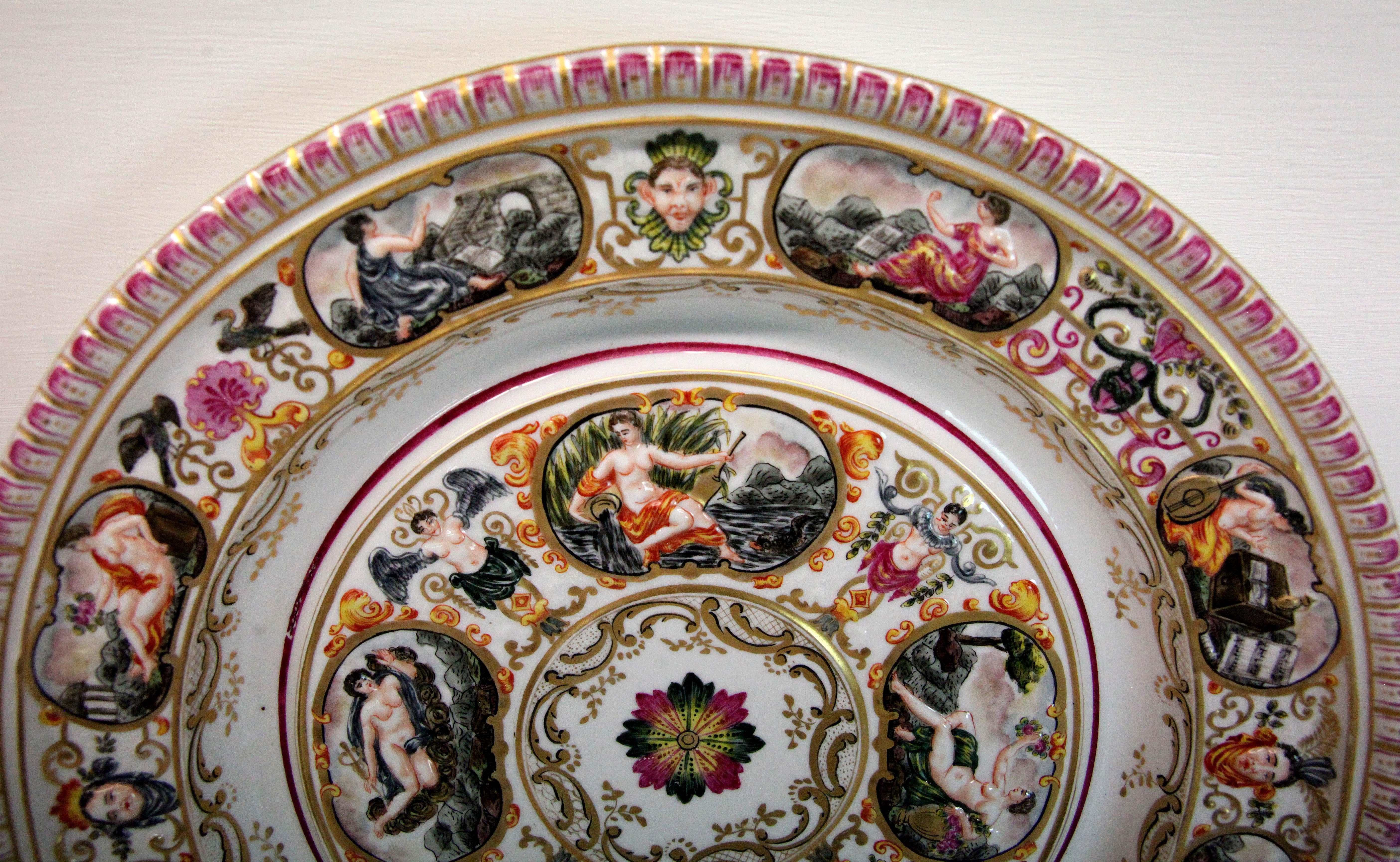Italian Capodimonte Porcelain Charger For Sale