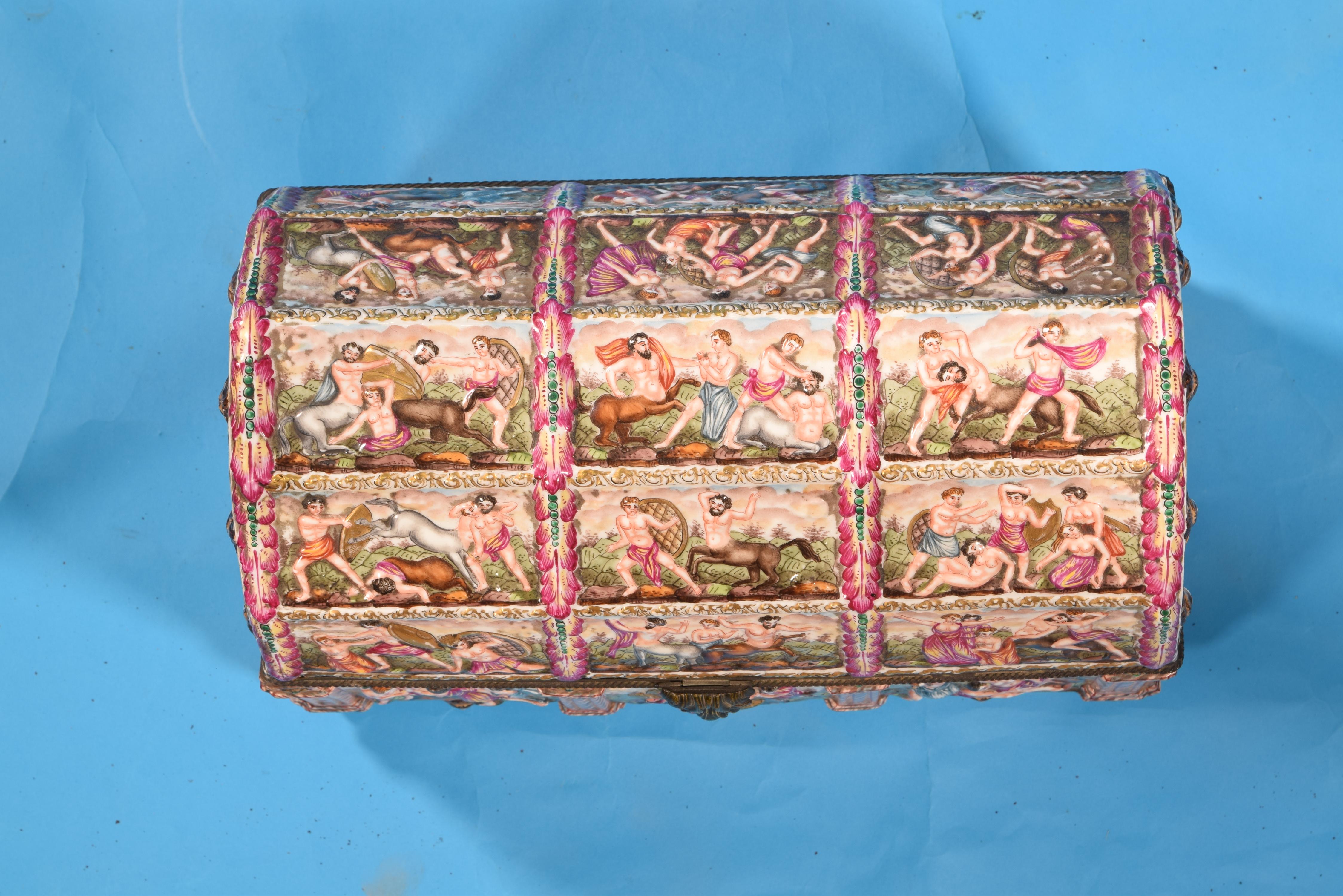 Capodimonte Porcelain Chest or Jewelry Box, Italy, 19th Century, with Marks 1