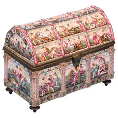 Capodimonte Porcelain Chest or Jewelry Box, Italy, 19th Century, with Marks