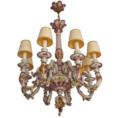 Capodimonte Porcelain Eight-Light Chandelier Italy