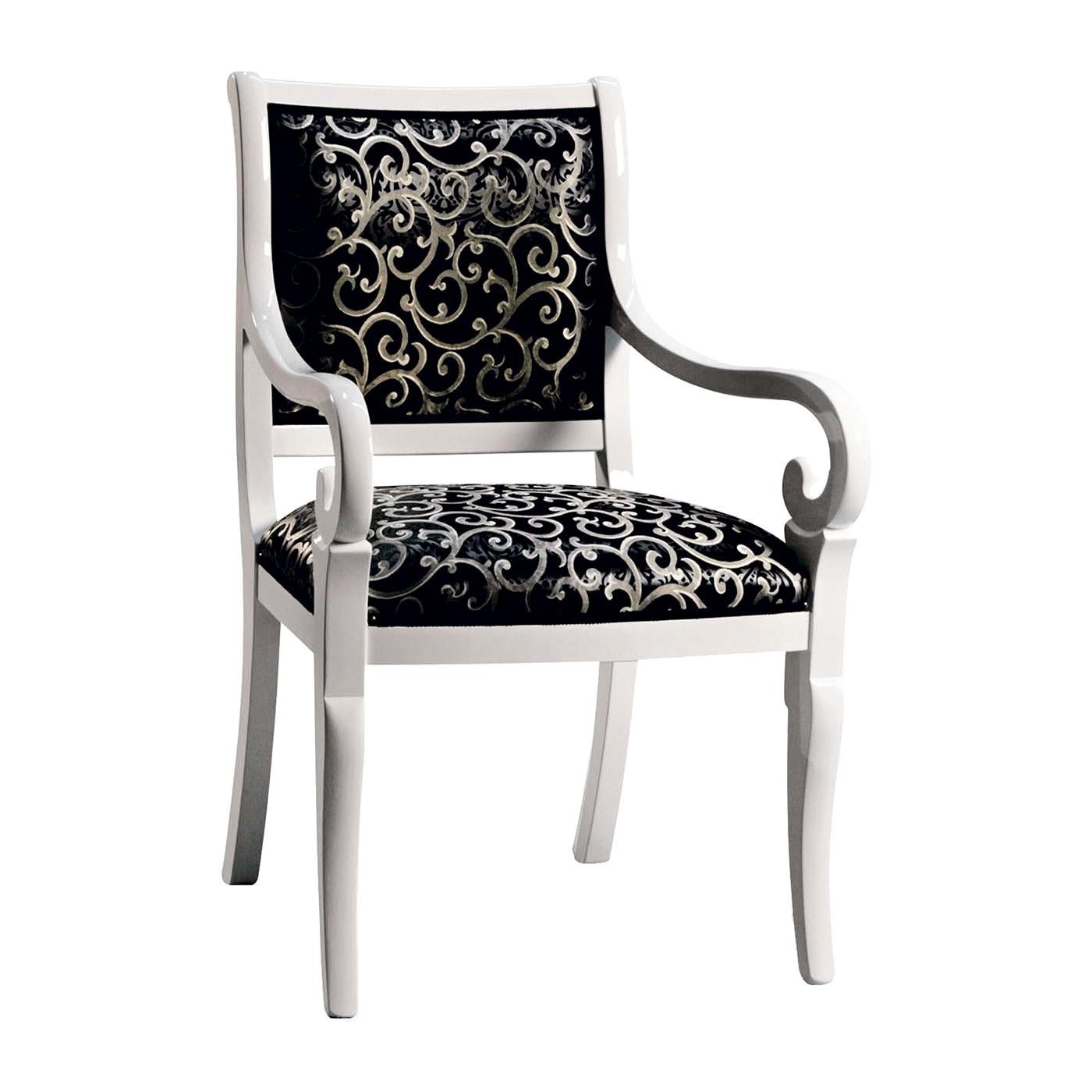 Capotavola Black and White Chair with Armrests