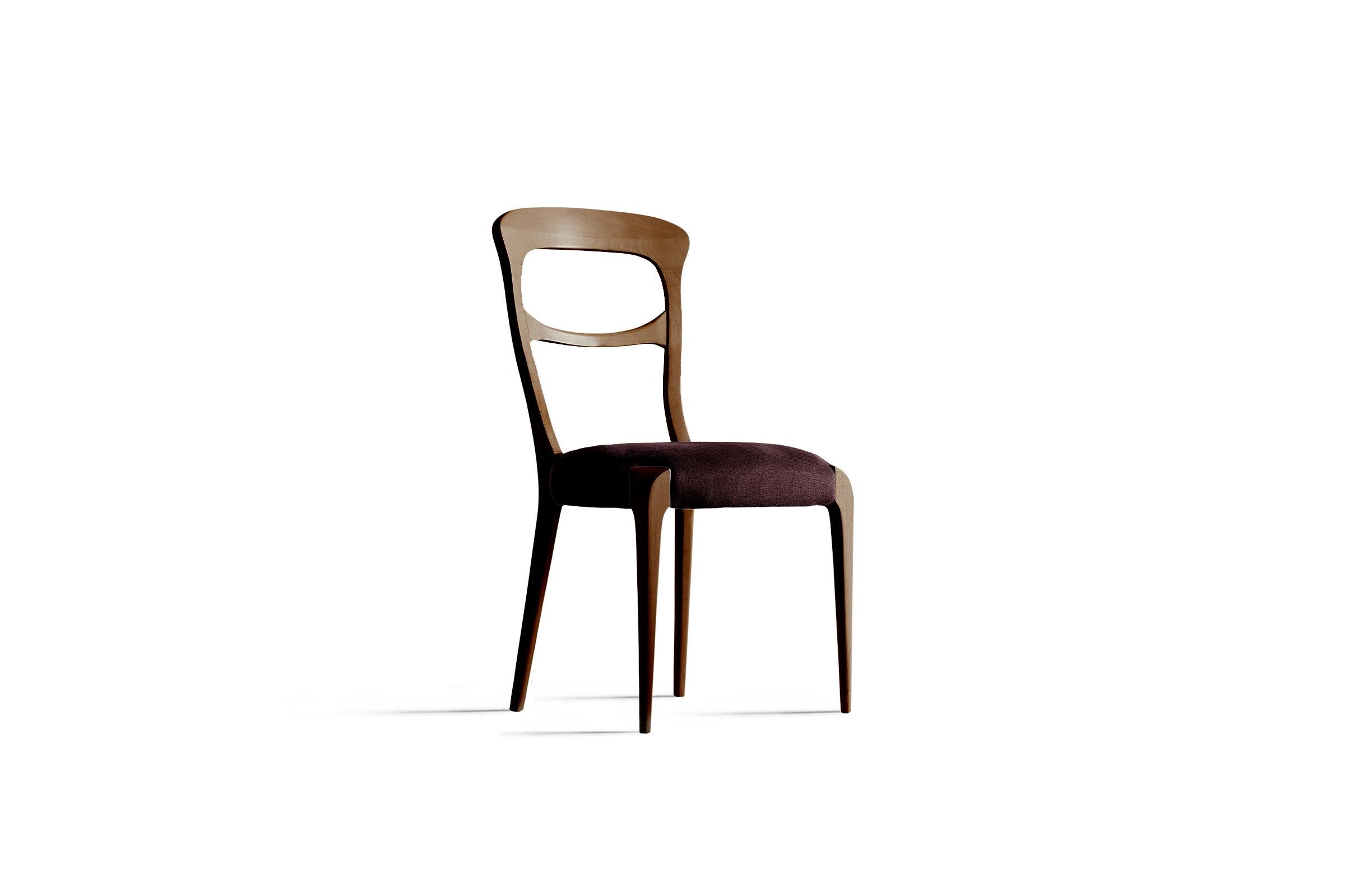 Italian Capotavola Solid Wood Chair, Walnut in Hand-Made Natural Finish, Contemporary For Sale