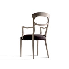 Capotavola Solid Wood Chair, Walnut in Natural Grey Finish, Contemporary